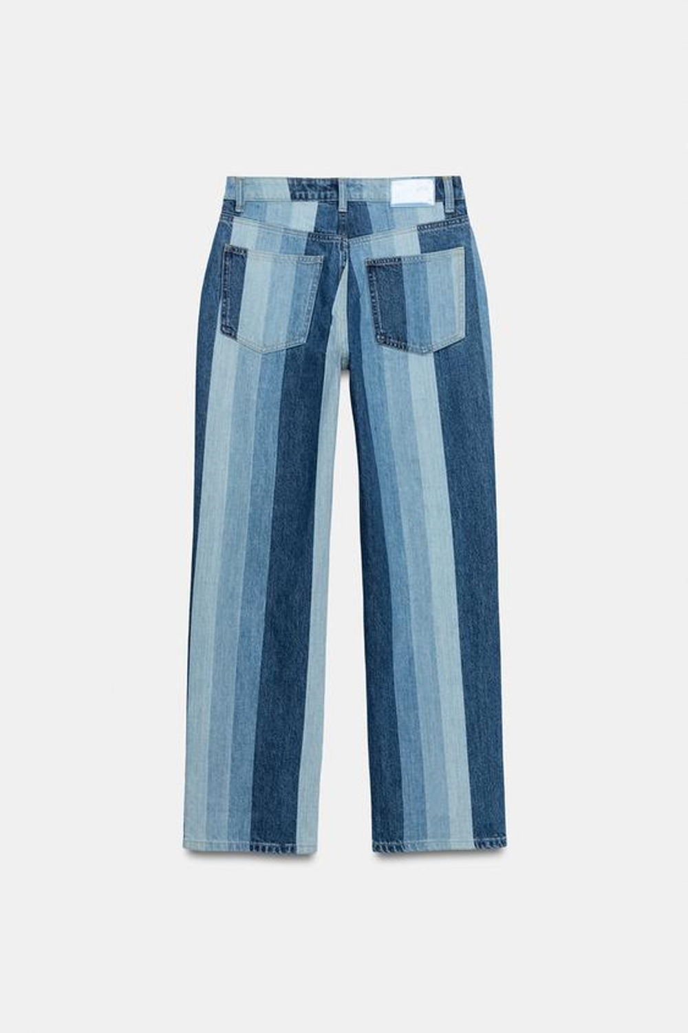 ZARA ДЖИНСЫ Z1975 STRAIGHT СО СРЕДНЕЙ ПОСАДКОЙ И ПОЛОСКАМИ, ВЫЦВЕТШИЙ СИНИЙ