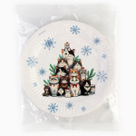 Тарелка новогодняя бумажная "С Новым годом. Котики" 18см, одноразовая