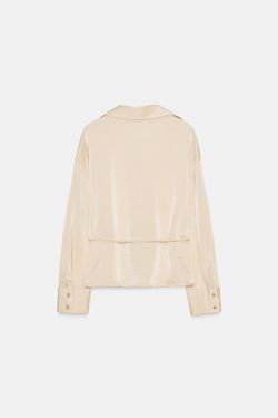 ZARA АТЛАСНАЯ БЛУЗА С ТОНКИМ РЕМНЕМ, БЕЖЕВЫЙ