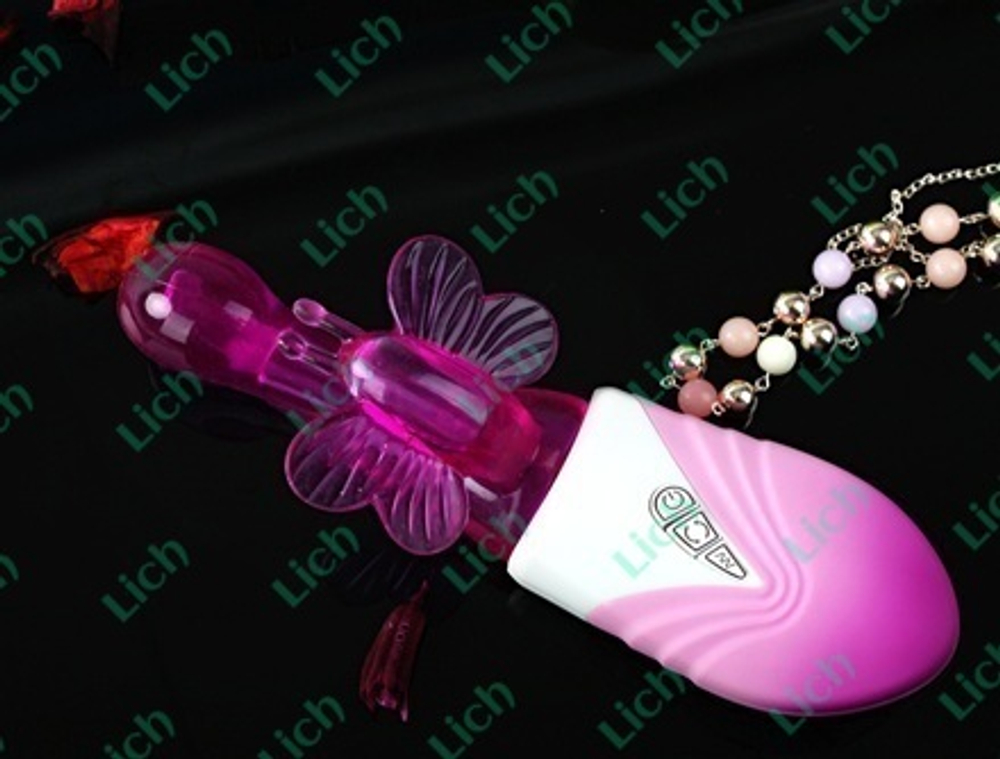 Фиолетовый вибро-ротатор со стимулятором точки G  Порхающая бабочка