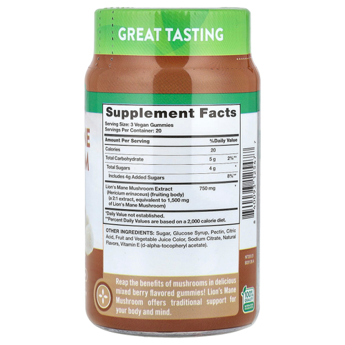 Nature's Truth, Жевательные мармеладки с грибами из львиной гривы, вкусное ягодное ассорти, 60 жевательных таблеток