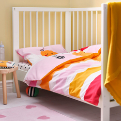 IKEA GRÖNFINK  (ИКЕА ГРÖНФИНК)  -  1 наволочка для детской кроватки, разноцветная/полосатая, 110x125/35x55 см