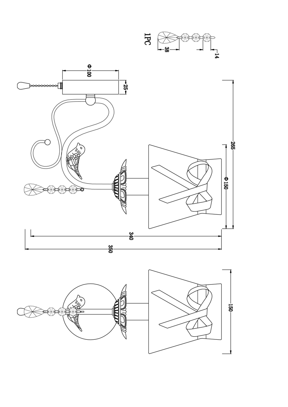 Настенный светильник (бра) Freya FR5122WL-01WG
