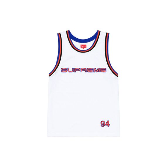 Supreme SS19 Rhinestone Basketball Jersey logo