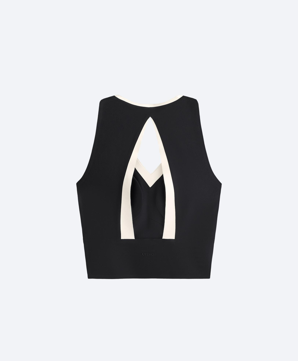 Oysho Майка Perfect-adapt с контрастными деталями, черный