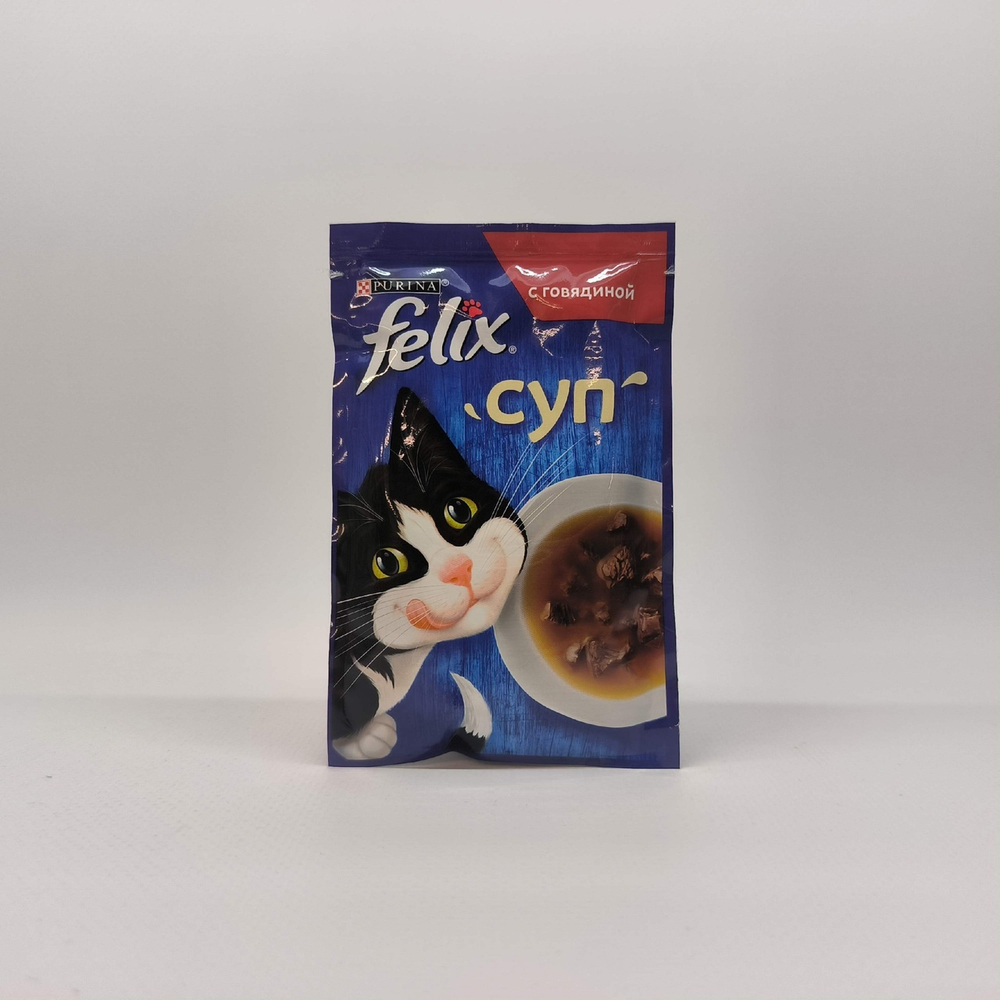 Влажный корм для кошек Суп с говядиной, 48г  Felix