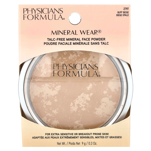 Physicians Formula, Mineral Wear, минеральная пудра для лица без талька, SPF 16, бежевый оттенок 2797, 9 г (0,3 унции)