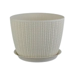 Кашпо ВЯЗАНИЕ D180мм 2,8л с поддоном белый ротанг 0,14,18х0,18м