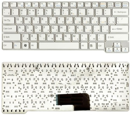 Клавиатура для ноутбука Sony Vaio VPC-CW, VGN-CW, VGNCW Series (Плоский Enter. Белая, без рамки)
