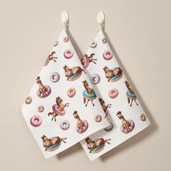 НАБОР ПОЛОТЕНЕЦ ИЗ 2ШТ "ЛОШАДЬ В ПОНЧИКАХ",БЕЛЫЙ,40Х60СМ ТВИЛ,100% ХЛОПОК