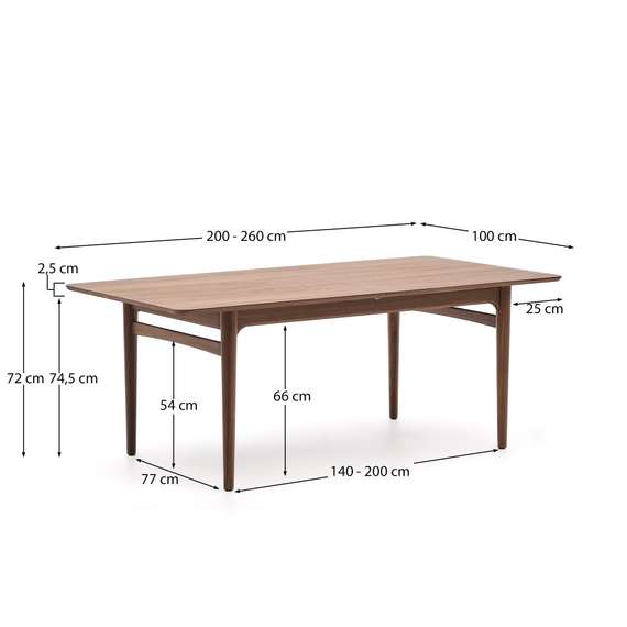 Стол раздвижной Elan из шпона и массива ореха 200 (260) x 100