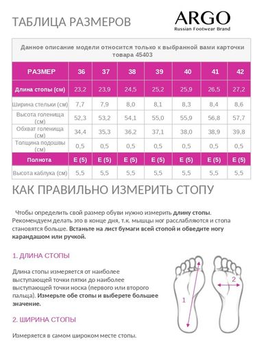 45403100010, Ботфорты женские, ARGO (42 Размер)