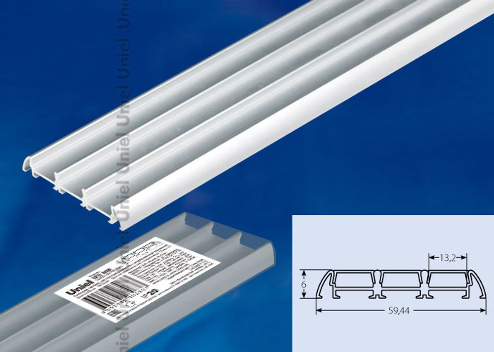 UFE-A08 SILVER 200 POLYBAG Накладной профиль для светодиодной ленты, анодированный алюминий. Длина 200 см. ТМ Uniel