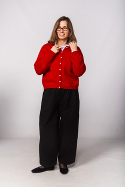 Кардиган из кашемира с мериносом красного цвета