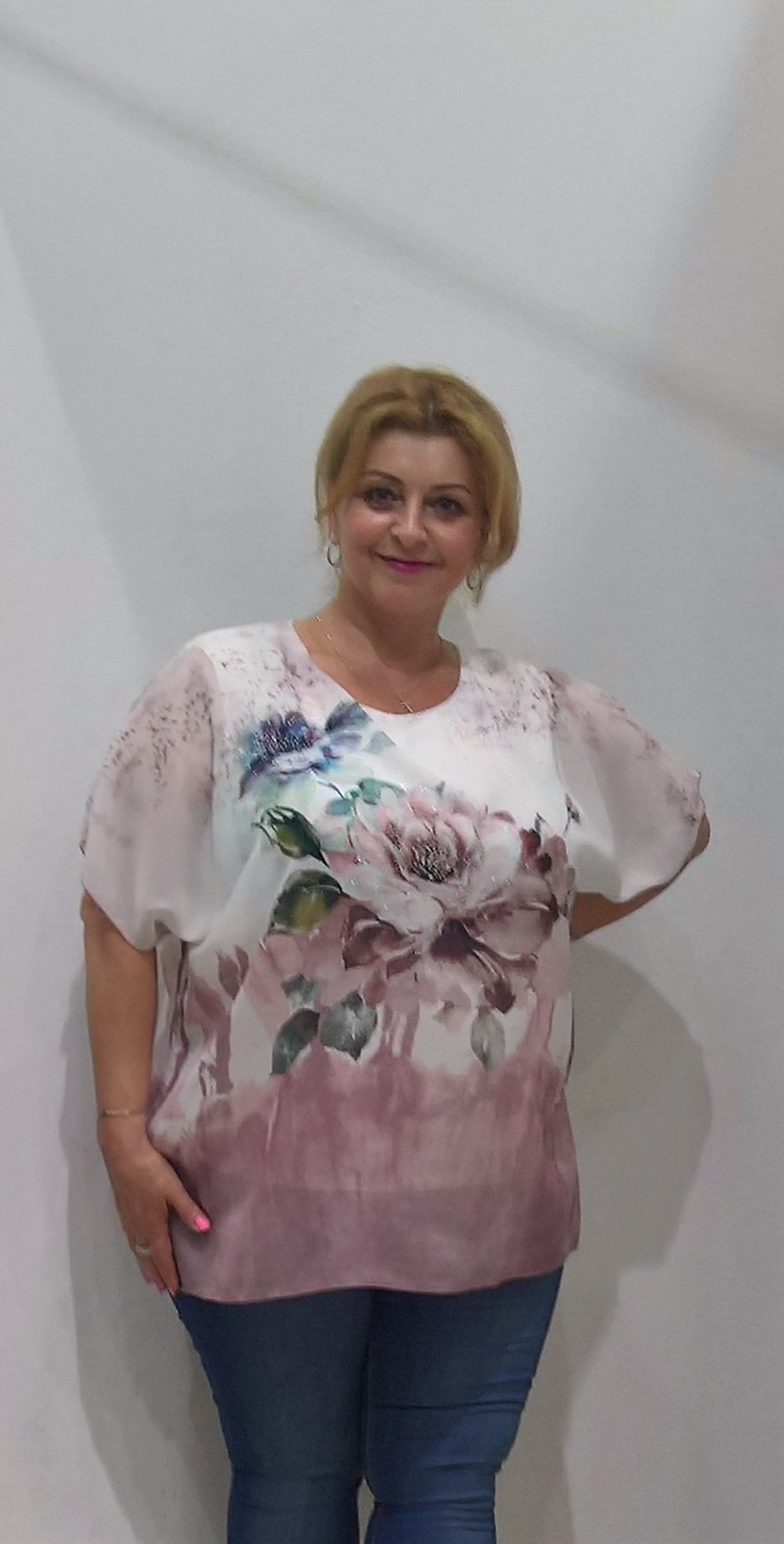 Двойной светлый блузон с шифоновым верхом