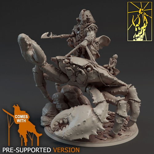 Человек Воин Паладин Варвар Файтер Рыцарь на крабе миниатюра для dnd, днд, pathfinder, фентези, Настольная игра, НРИ, Варгейм, РПГ