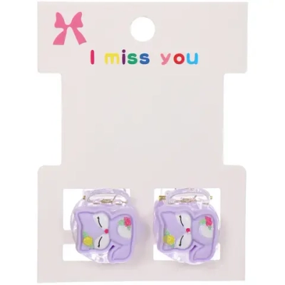 Заколки – крабы детские для волос 2шт на блистере «МАРЦИПАН», Пушистая лиса, 1,2см