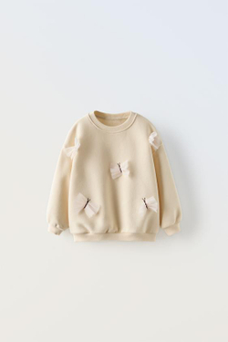 ZARA ТОЛСТОВКА «БАБОЧКА» ИЗ ПОЛУПРОЗРАЧНОЙ ТКАНИ, ЭКРЮ