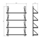 Полка настенная, 80х19х118, Алина, для ванной, стеллаж деревянный, массив дуба, MAKOSA