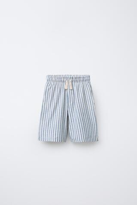 ZARA ШОРТЫ В ПОЛОСКУ В СТИЛЕ РУСТИК, ТЕМНО-СИНИЙ/БЕЛЫЙ
