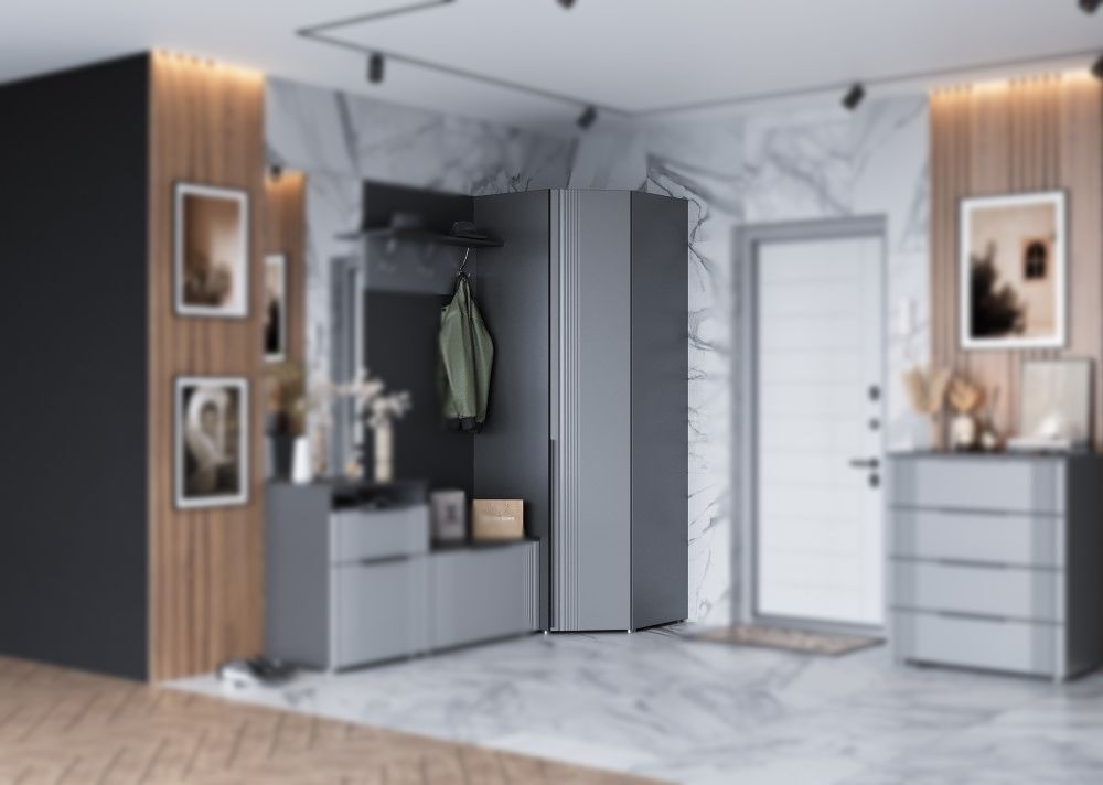 Шкаф угловой МС "Вита" (Темно серый),