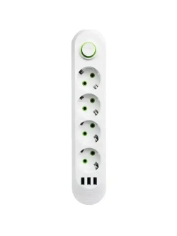 Сетевой фильтр 2 м, 4 розетки, 3 USB