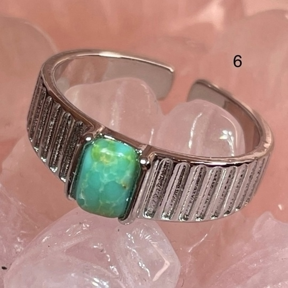 45665 Бирюза Кольцо 4*6мм размер универс-й от 17 (Заряжен на Удачу)