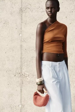 ZARA НЕБОЛЬШАЯ СУМКА С МЕТАЛЛИЧЕСКОЙ РУЧКОЙ, ОРАНЖЕВЫЙ