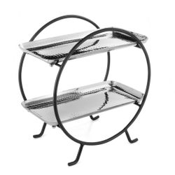 Подставка фуршетная этажерка 2 яруса 31*17,5*31,5 см нерж. + 2 блюда   нерж P.L. Proff Cuisine