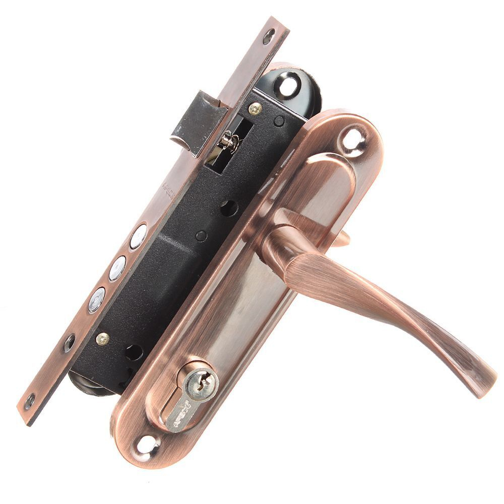 Замок врезной Apecs, 1523/60-AC, ручка в комплекте, цилиндровый, медный