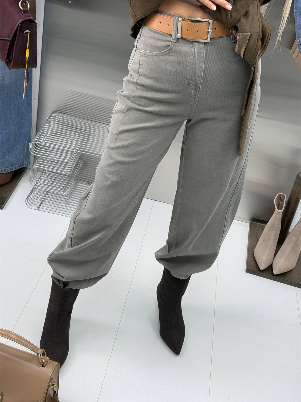 Брюки джинсовые женские арт. 8739-2 цвет "серый"