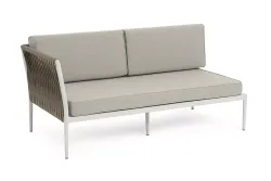 "Касабланка" правый модуль плетеный из роупа, каркас алюминий светло-серый (RAL7035) муар, роуп серо-коричневый 23мм, ткань бежевая 15052