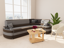 Диван угловой "Верона" дельфин Руна Nidht (серый ) - Конфетти 78-12