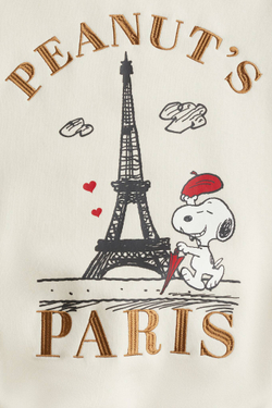 H&M Толстовка оверсайз с принтом, кремовый