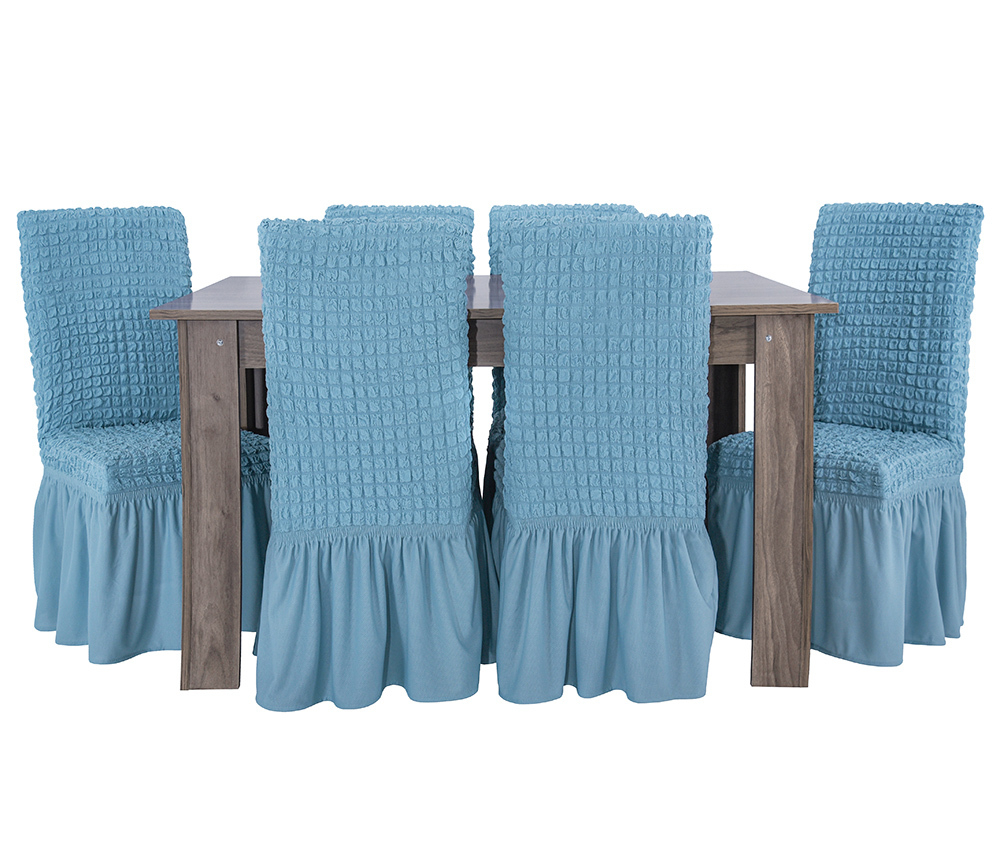 Чехол на стул с оборкой, цвет Сepo-гoлyбoй