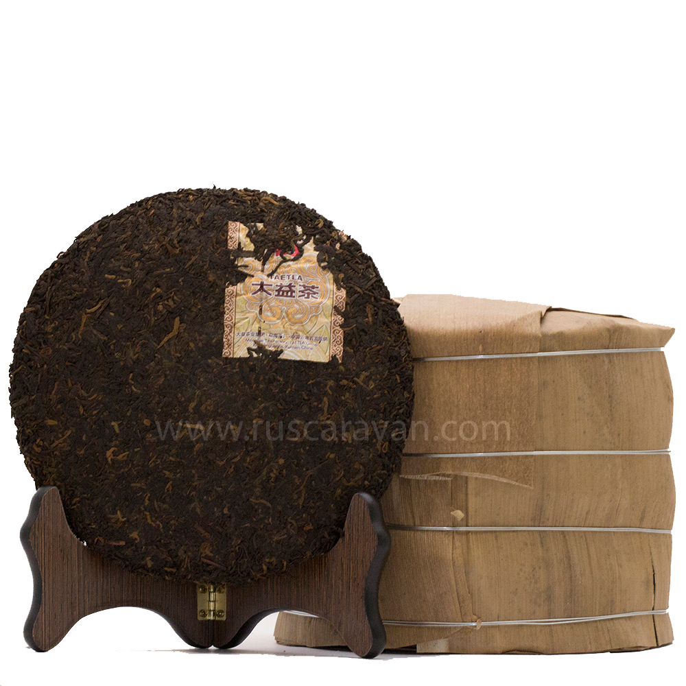 0353к Чай черный прессованный Пуэр Шу "ДАИ, 8592" 2019 ци цзы бин, 357гр