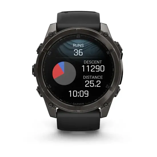 Мультиспортивные GPS часы Garmin Fenix 8X (51 mm) AMOLED, Sapphire Carbon Gray DLC Titanium with Black/Pebble Gray Silicone 010-02905-21