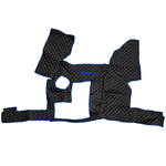 Ковры SHACMAN F3000 (экокожа, черный, синий кант, синяя вышивка)