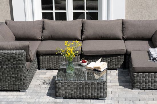 "Лунго" трансформирующаяся лаунж-зона из искусственного ротанга, цвет графит