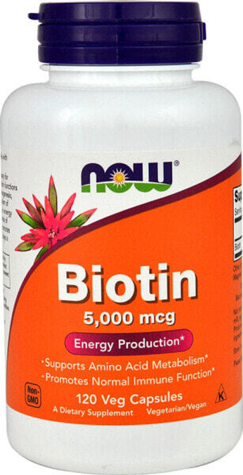NOW Foods, биотин, 5000 мкг, 120 вегетарианских капсул