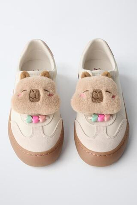 ZARA КРОССОВКИ С КАПИБАРОЙ CAPYFUN ©, БЕЛЫЙ