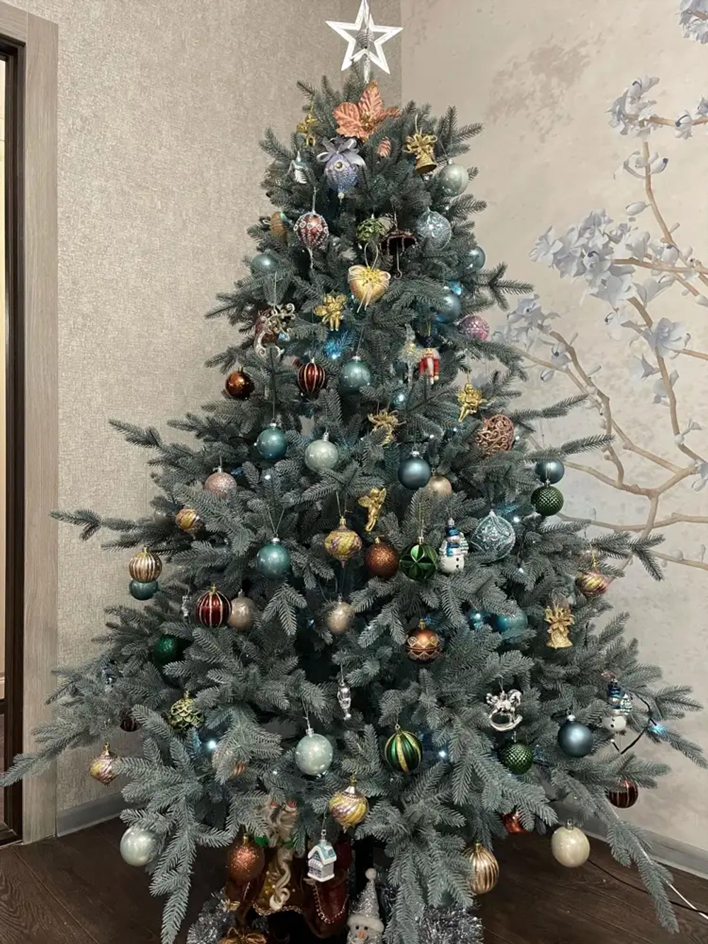 Ель Искусственная Царь елка Раскидистая Премиум голубая 210 см