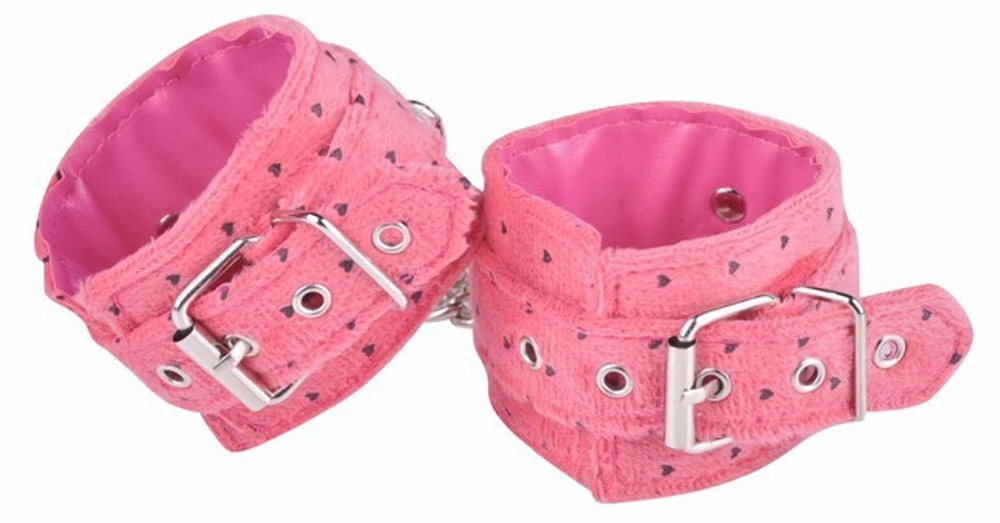 Розовый плюшевый набор БДСМ Muqu Soft Plush Set (5 предметов) (Цвет: розовый с черным)