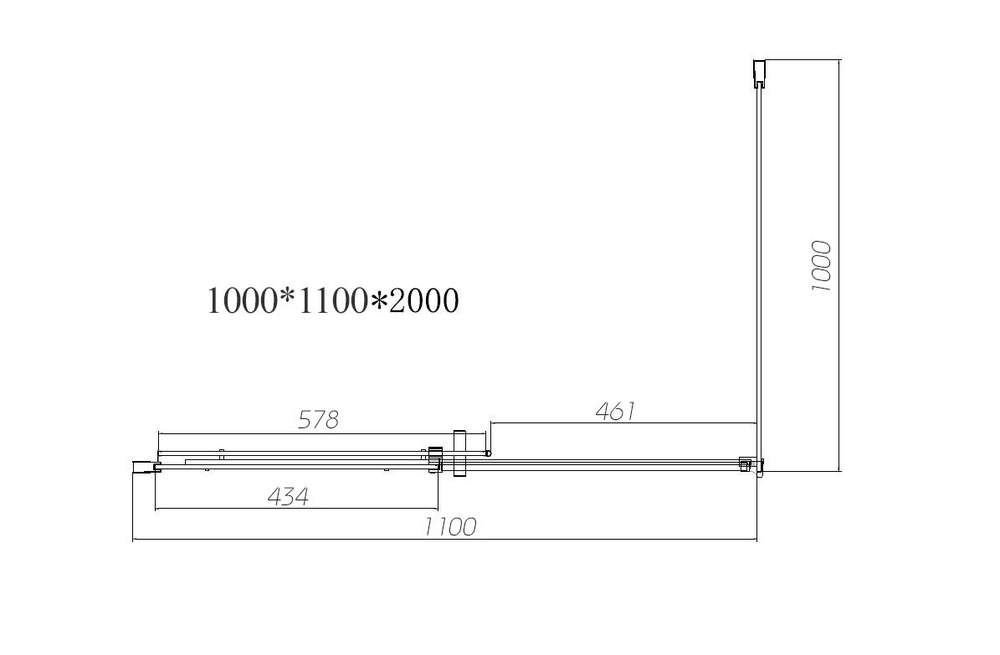 Душевой уголок Dice VSR-4D1011CL, 1100*1000, хром, стекло прозрачное, , шт