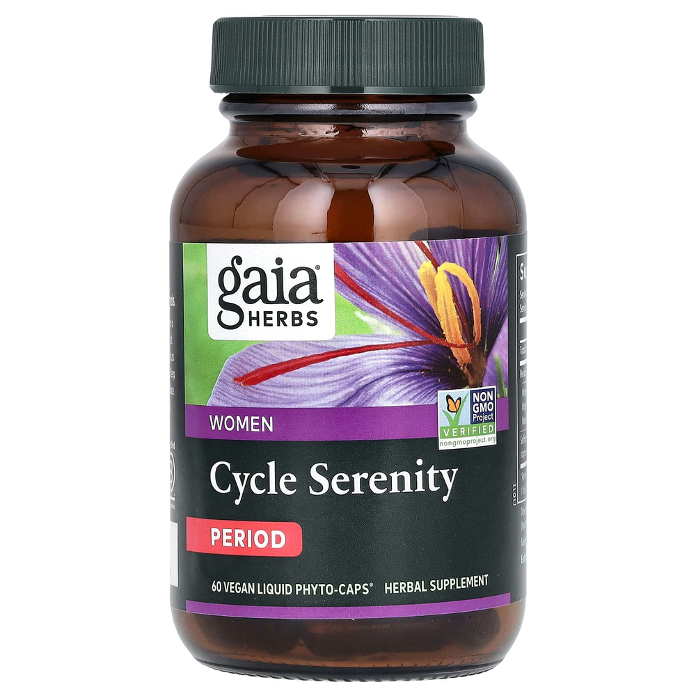 Gaia Herbs, для женщин, Cycle Serenity, средство для менструации, 60 веганских капсул Phyto-Caps