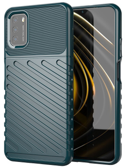 Чехол противоударный для Xiaomi Poco M3, серия Onyx, темно-зеленый цвета от Caseport