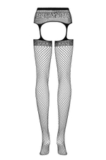 Ажурные колготки с вырезами и интимным доступом (Размер: XL-XXL) (Цвет: черный)