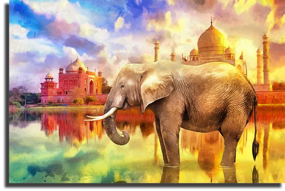 Постер "Слон в Индии"