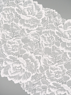 Эластичное кружево теплое белое ширина 21 см ОТРЕЗ 1,6 брак