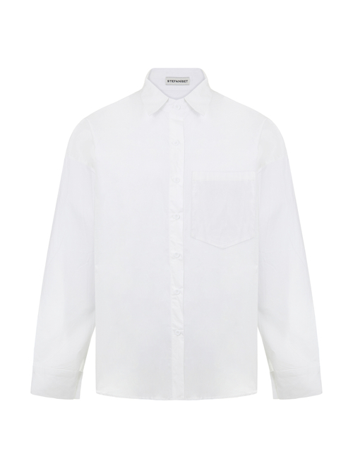 Рубашка over с накладными плечами, белый